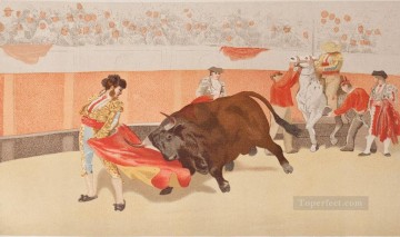 corrida Painting - corrida y caballo impresionista